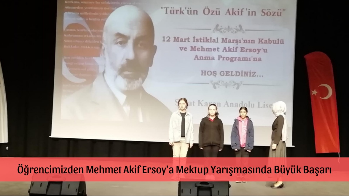 Öğrencimizden Mehmet Akif Ersoy'a Mektup Yarışmasında Büyük Başarı